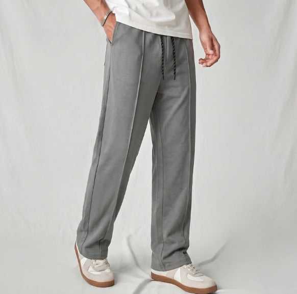 Olive Grey Wide-Leg Track Pants