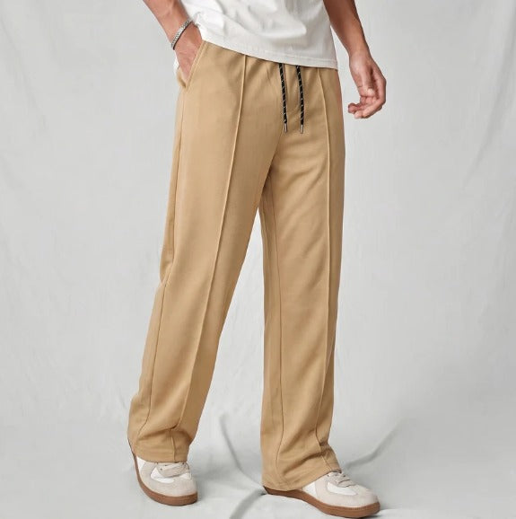 Olive Grey Wide-Leg Track Pants