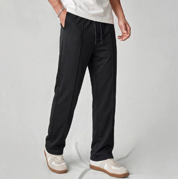 Olive Grey Wide-Leg Track Pants