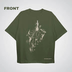 cosmic drift over sized tee — Olive Green