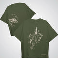 cosmic drift over sized tee — Olive Green