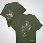 cosmic drift over sized tee — Olive Green