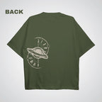 cosmic drift over sized tee — Olive Green